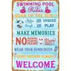Colorful Pool Rule Metal Plaque, Vintage "Retro Poolside Fun & Safety" Decor, Home Art Accent for Pool Lover & Leisure Fans