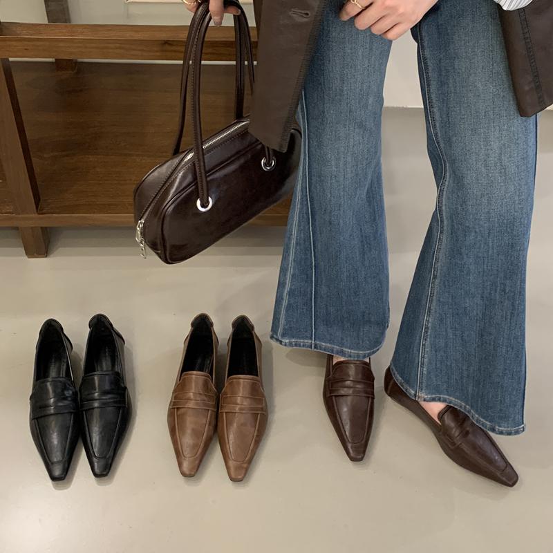 Fashion SUOJIALUN 2025 New Brand Women Flat Shoes Fashion Square Toe Slip On Casual Loafer Shoes Soft Flat Heel Outdoor Dress  Single Sh