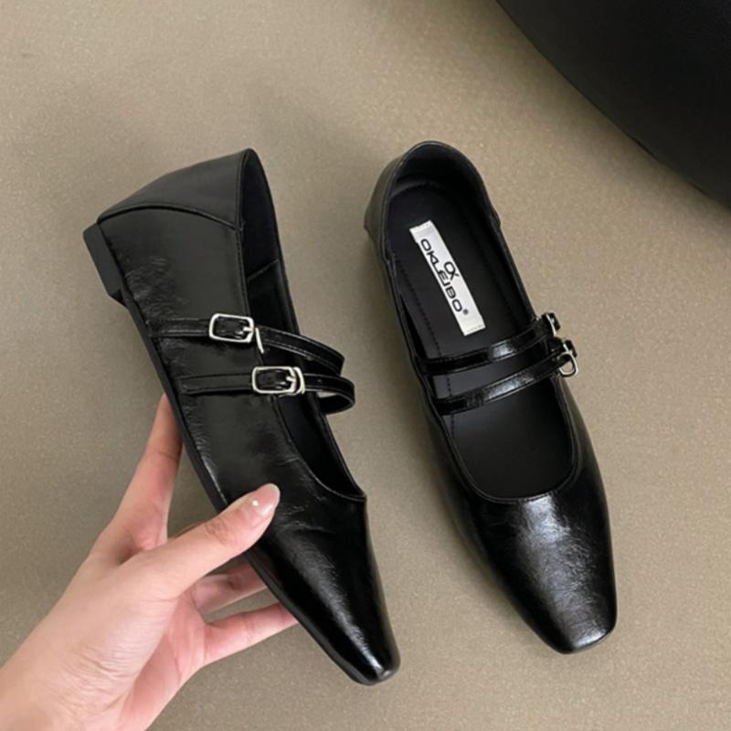 Fashion Bailamos 2025 Spring New Women Flats Fashion Ballerinas Flat Heel Casual Ballet Shoes Square Toe Shallow Ladies Mary Jane Shoes