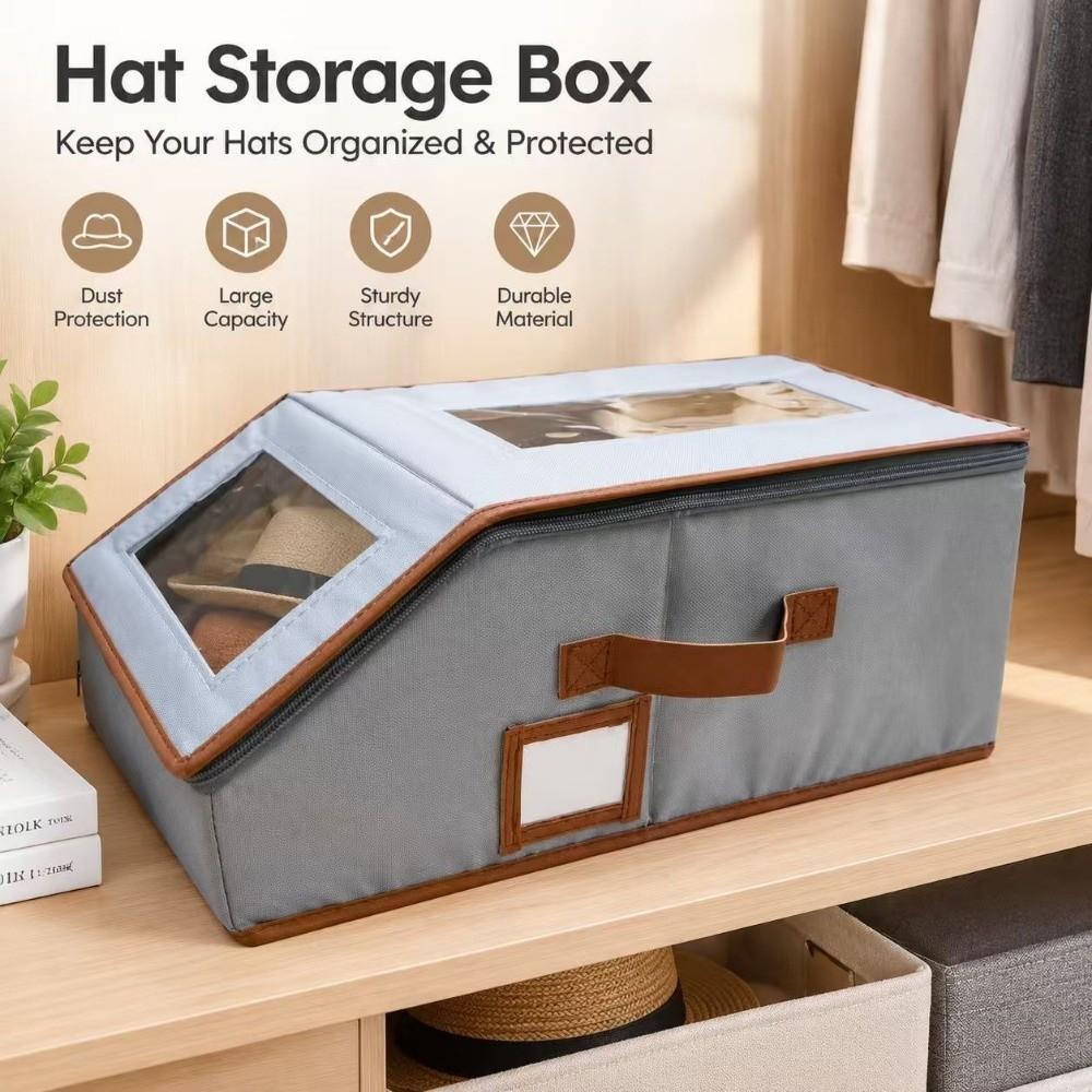 Transparent Window Hat Storage Box Folding Cap Storage Container Baseball Cap Organizer Dorm