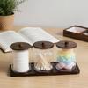 Bathroom Organizer Accessories Set Qtip Holder Storage with Clear Plastic Lids, Cotton Ball/Swabs Dispenser, Organizer Jar