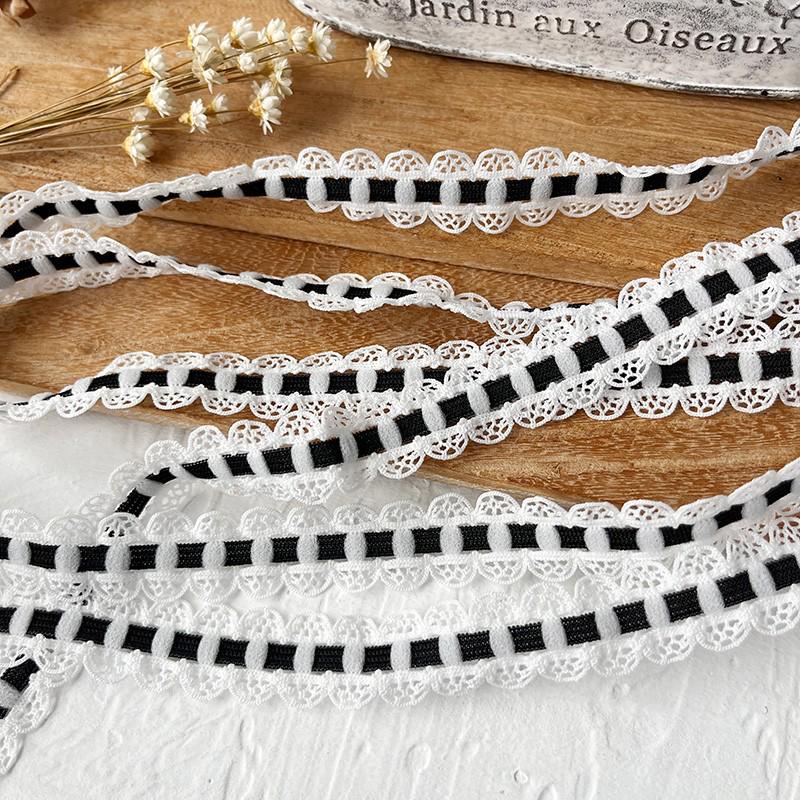 Material organza din dantelă neagră pentru îmbrăcăminte și accesorii DIY - Decorare decolteu și tiv fustă