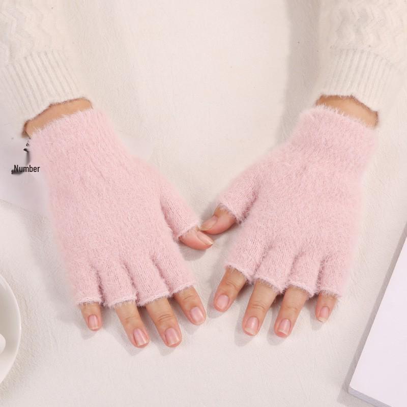 Unisex Minimalist Fingerless Knit Gloves - Warm, Touchscreen-Compatible for Autumn/Winter