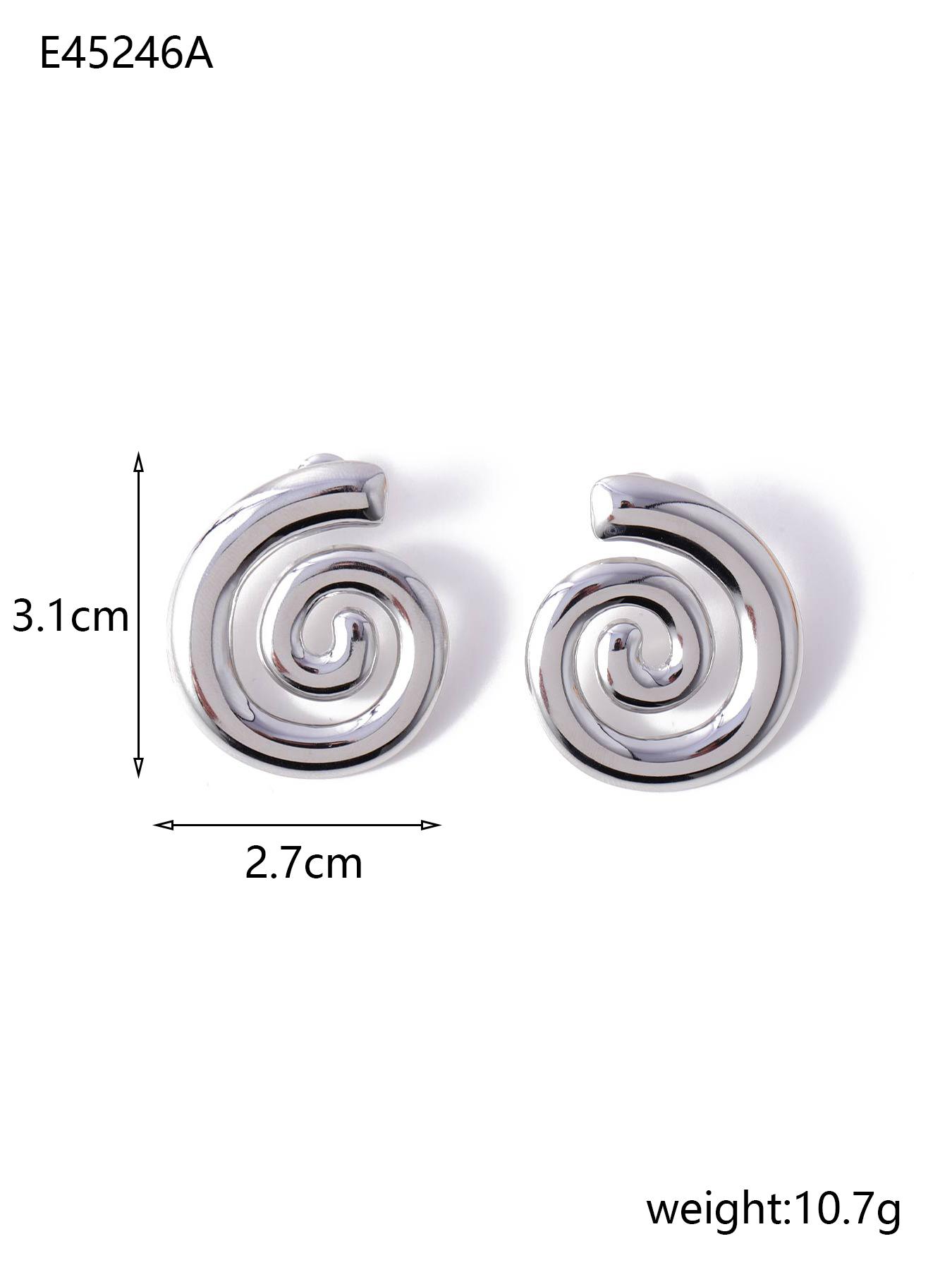 

CARLIDANA Luxury 18k Gold Plated Women Fashion Jewelry Necklaces Stainless Steel Spiral Stud Earrings Pendant Necklace