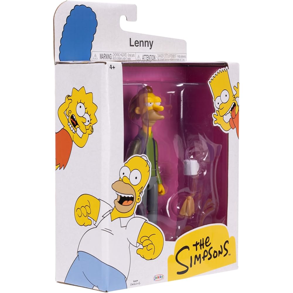 Simpsons 5-Inch Action Figure Lenny Leonard with Lunch Bag and Carl Maguire Wave #3