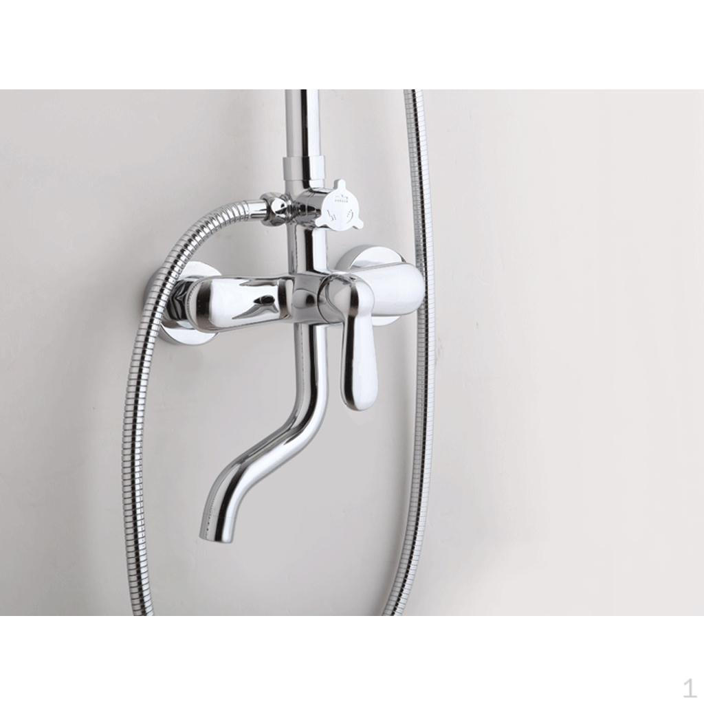 

360° Bathroom Tub Faucet Mixer Tap, Water Valve, 3 Waterflow, Holes with Shower Set