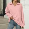 Women's Fashion Oversized Solid Color V-Neck Sweatshirt Long Sleeve Casual Top