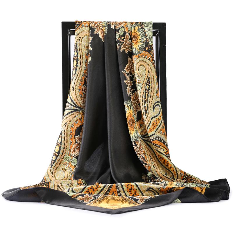 Europe And America Square Shawls Four Seasons Popular Silk Scarves Luxury Style Sunscreen Kerchief New Fashion 90X90CM Headcloth