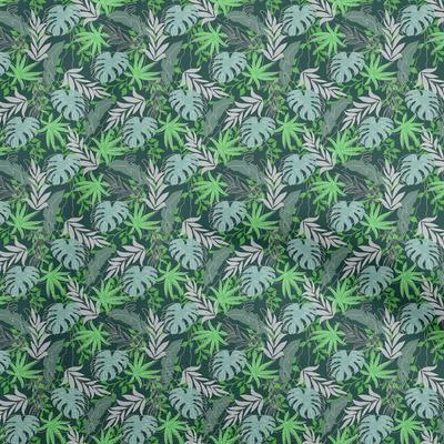 Tecido de algodão flexível verde, folha tropical, projetos de artesanato, decoração, tecido impresso por jarda, 40 polegadas