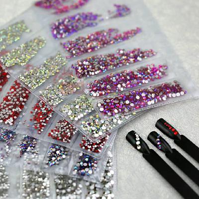 1440 peças 20 cores glitter 3D flatback vidro nail art cristal transparente ab strass brilhante gema acessórios de manicure