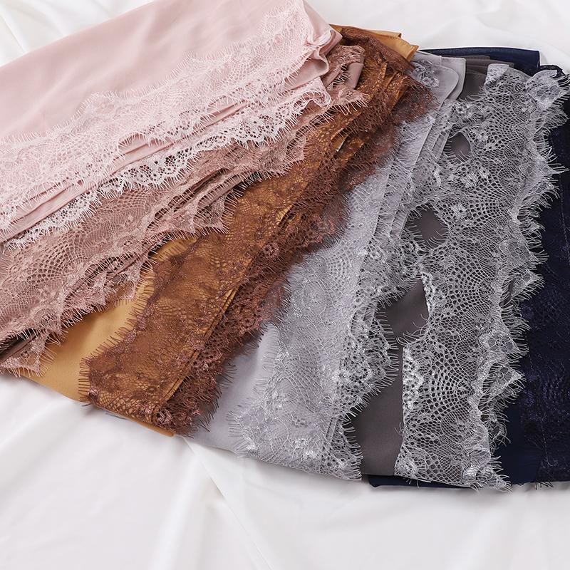 Wedding Style Muslim Soft Lace Hijab Lslamic Plain Scarf Premium Chiffon Scarf Shawl Turban Headwraps Headband Foulard