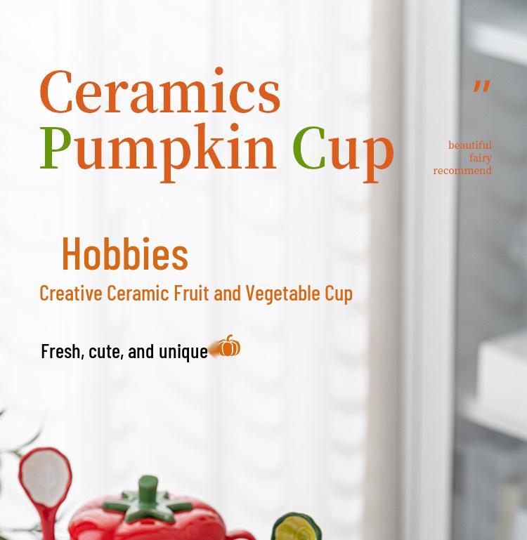 Adorable Pumpkin Ceramic Mug Set with Lid & Spoon for Students