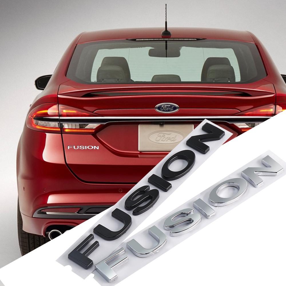 AAANX1 3D ABS Fusion Letters Car Body Rear Trunk Emblem Sticker For Ford Fusion Logo Focus MK2 MK4 Fiesta Ranger Mondeo Kuga ST Mustang