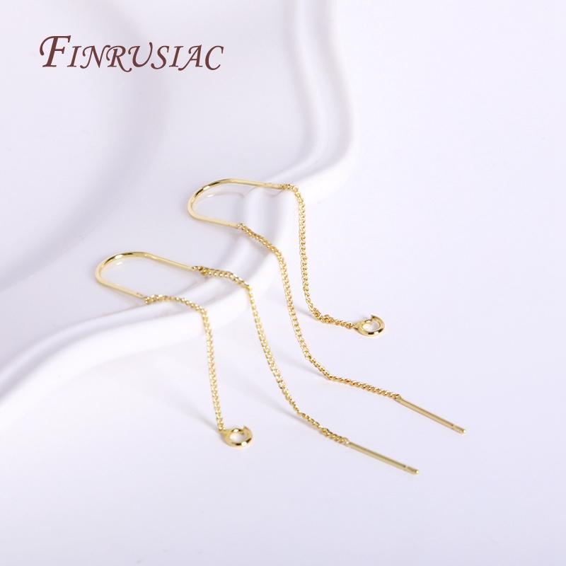 Brass Thin Chain Ear Wire For Earrings Making Findings Trendy 18K Gold Plated Long Tassel Earwire DIY Fashion Jewelry For Women