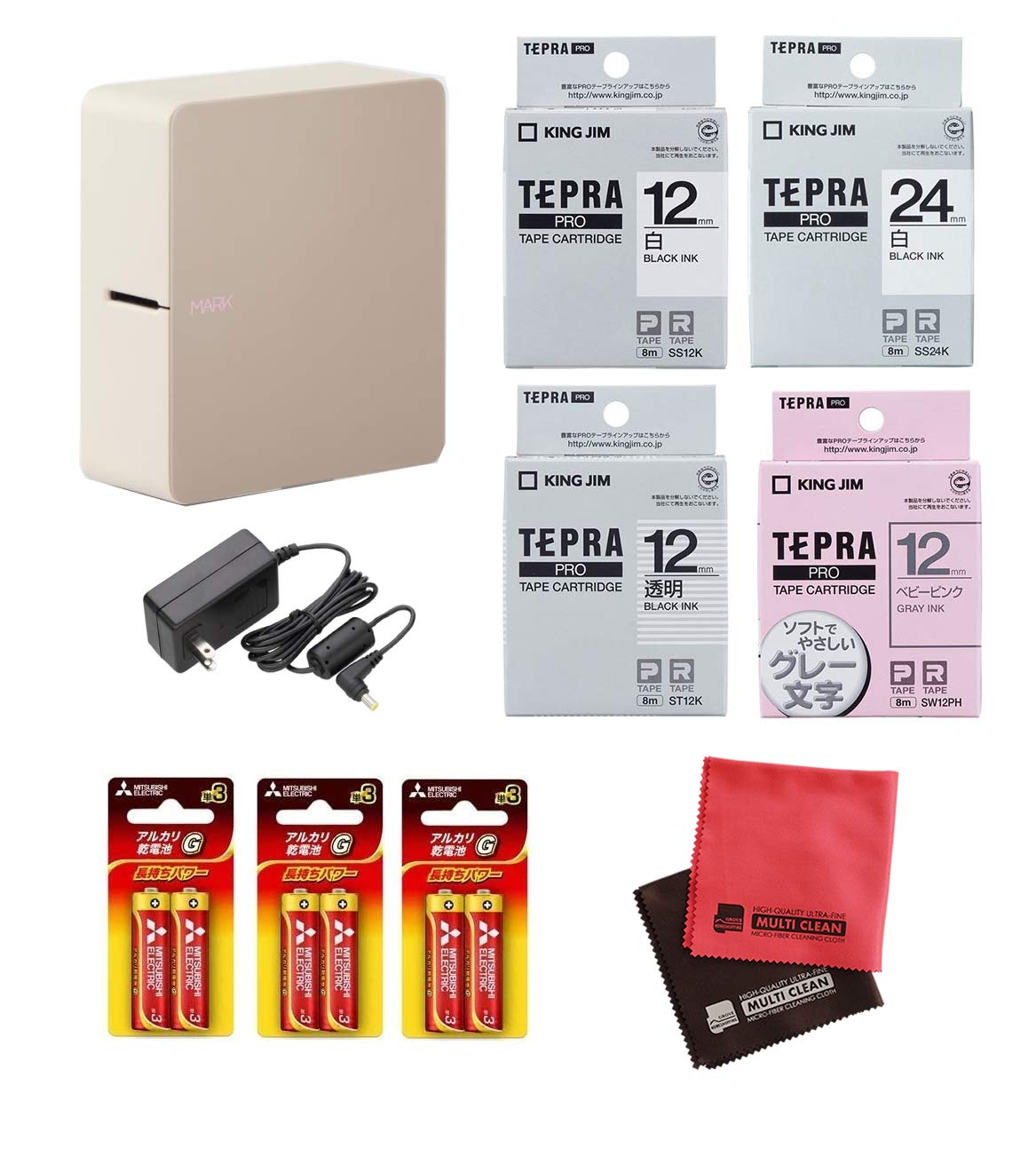 

King Jim Tepra PRO MARK бежевый набор бежевый 4 вида ленты сетевой адаптер 6 батареек типа АА 8 шт. (SR-MK1 & & & & ткань)