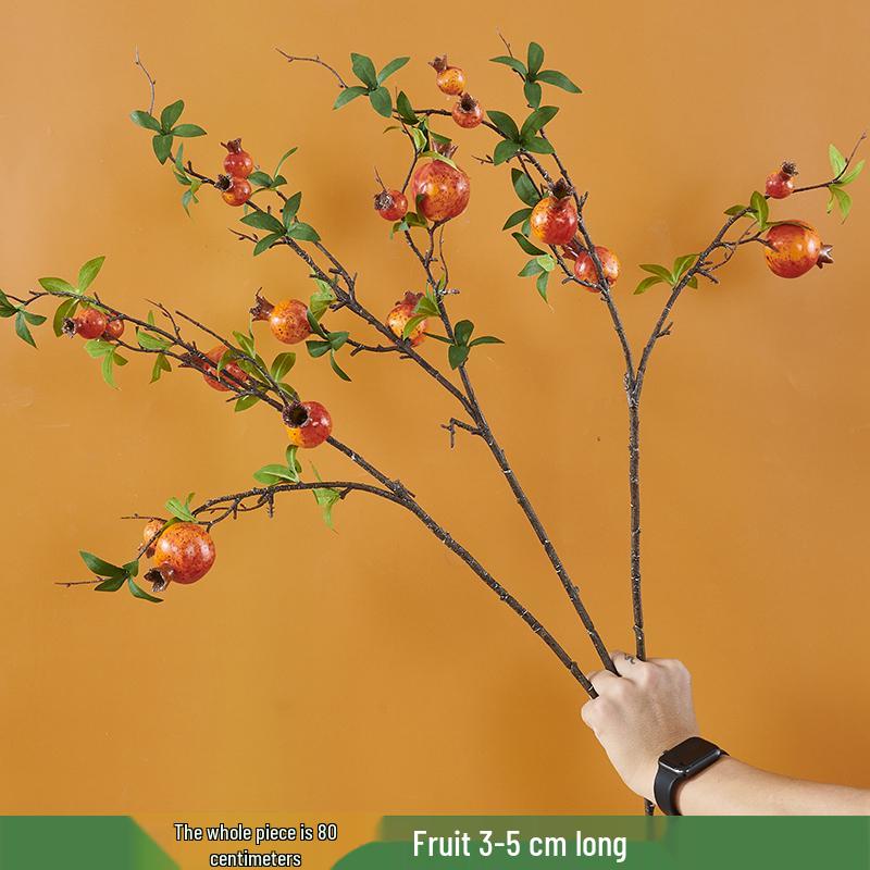 Pomegranate and Persimmon Artificial Flower Branch for Living Room or Dining Table Decoration