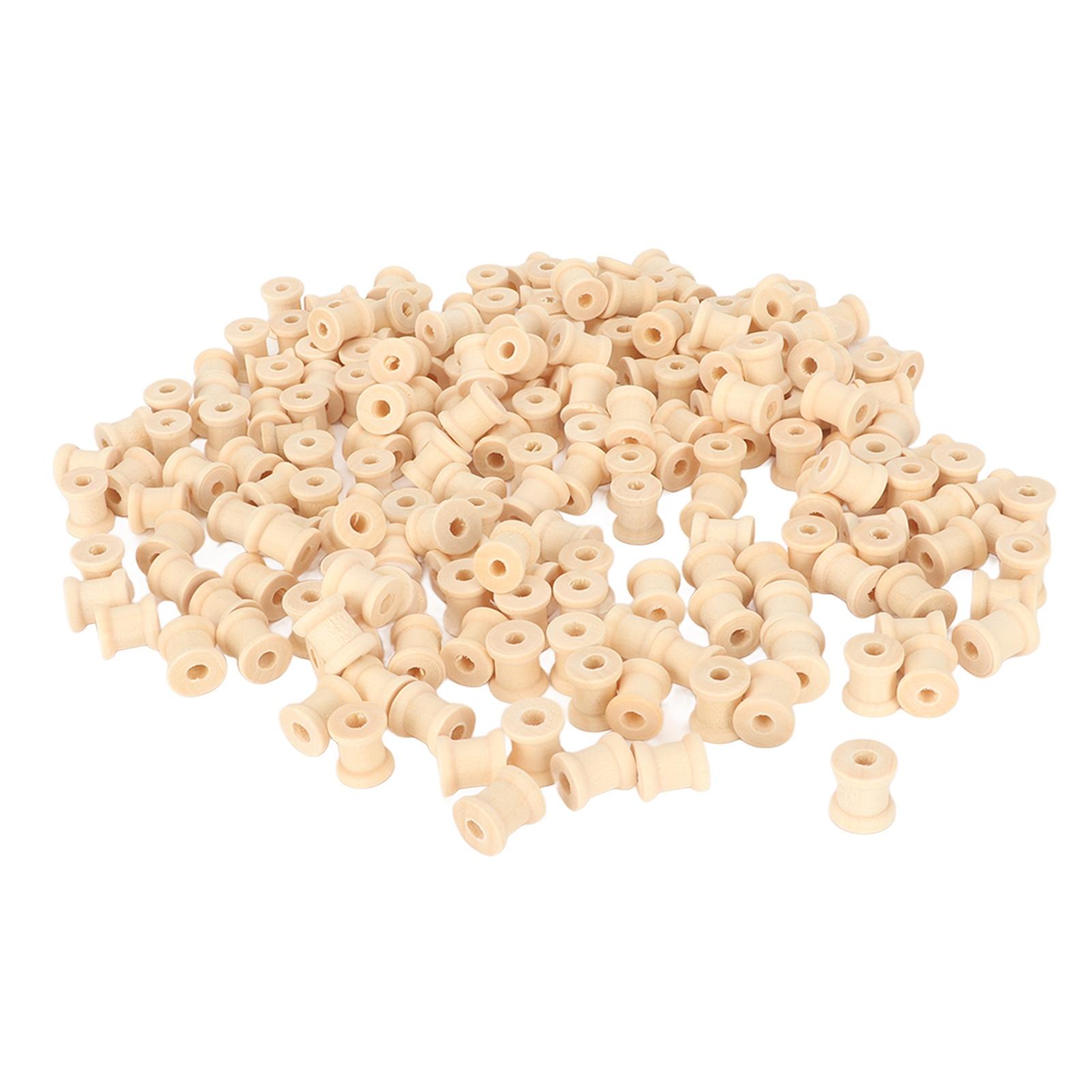 

200 шт. Деревянные катушки 0,55 дюйма 0,51 дюйма Необработанное полированное дерево Гладкие деревянные бочкообразные катушки для