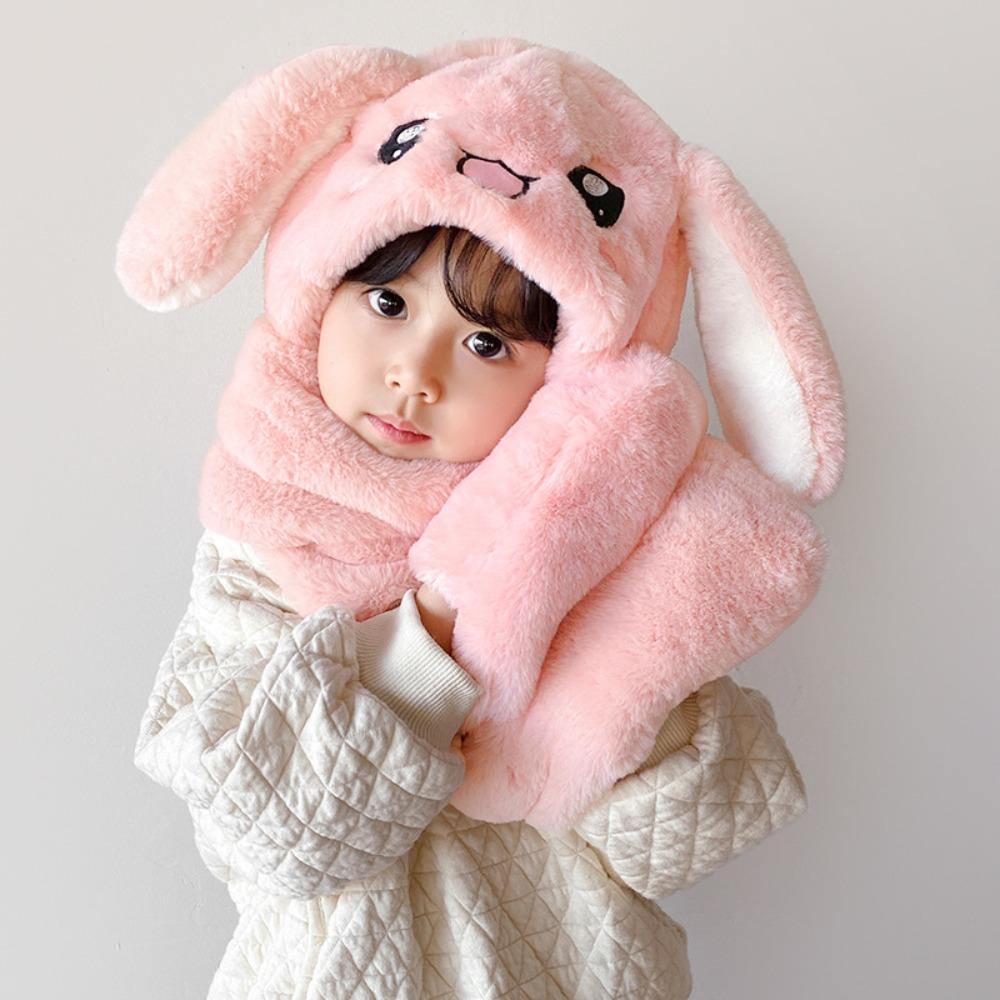 

Мультяшный набор шапка, шарф, перчатки Мягкий флис Шапки Модные шейные шапки Зима розовый