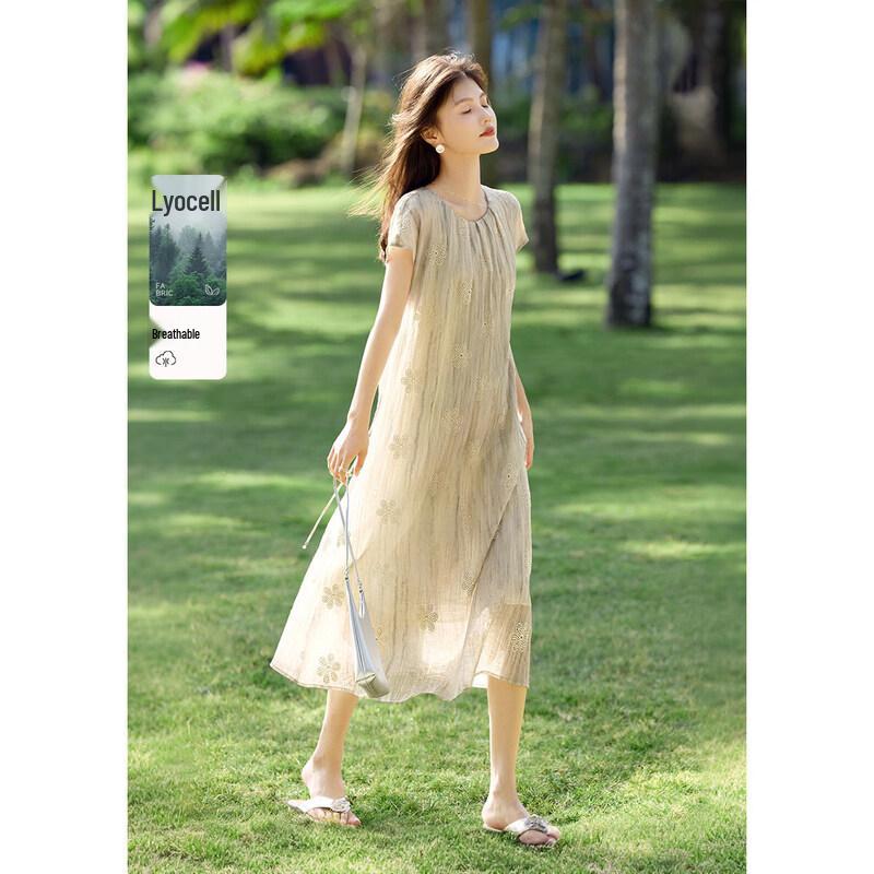 XWI Lyocell Tencel Embroidered A-line Dress M