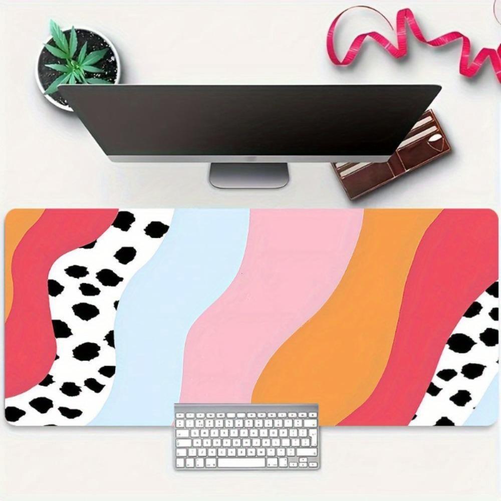 Fun Style Colorful And Variegated Wave Pattern Design Highquality Rubber Bottom Durable Desk Pad Office Desk Accessory