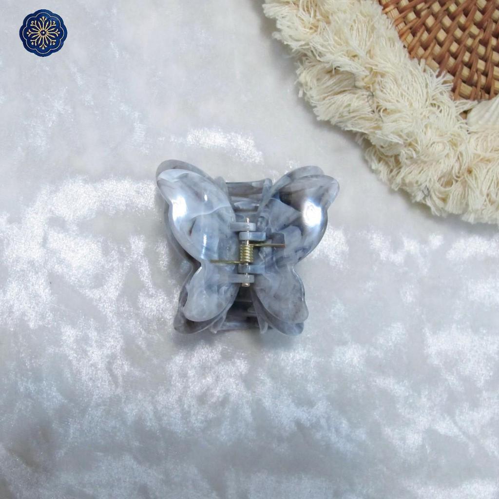 Gradient Butterfly Claw Hair Clip - Fashionable Marble Texture Updo Accessory