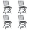 Day and Night - Day and Night Folding Garden Chairs 4 Pcs Cushions Solid Acacia Wood