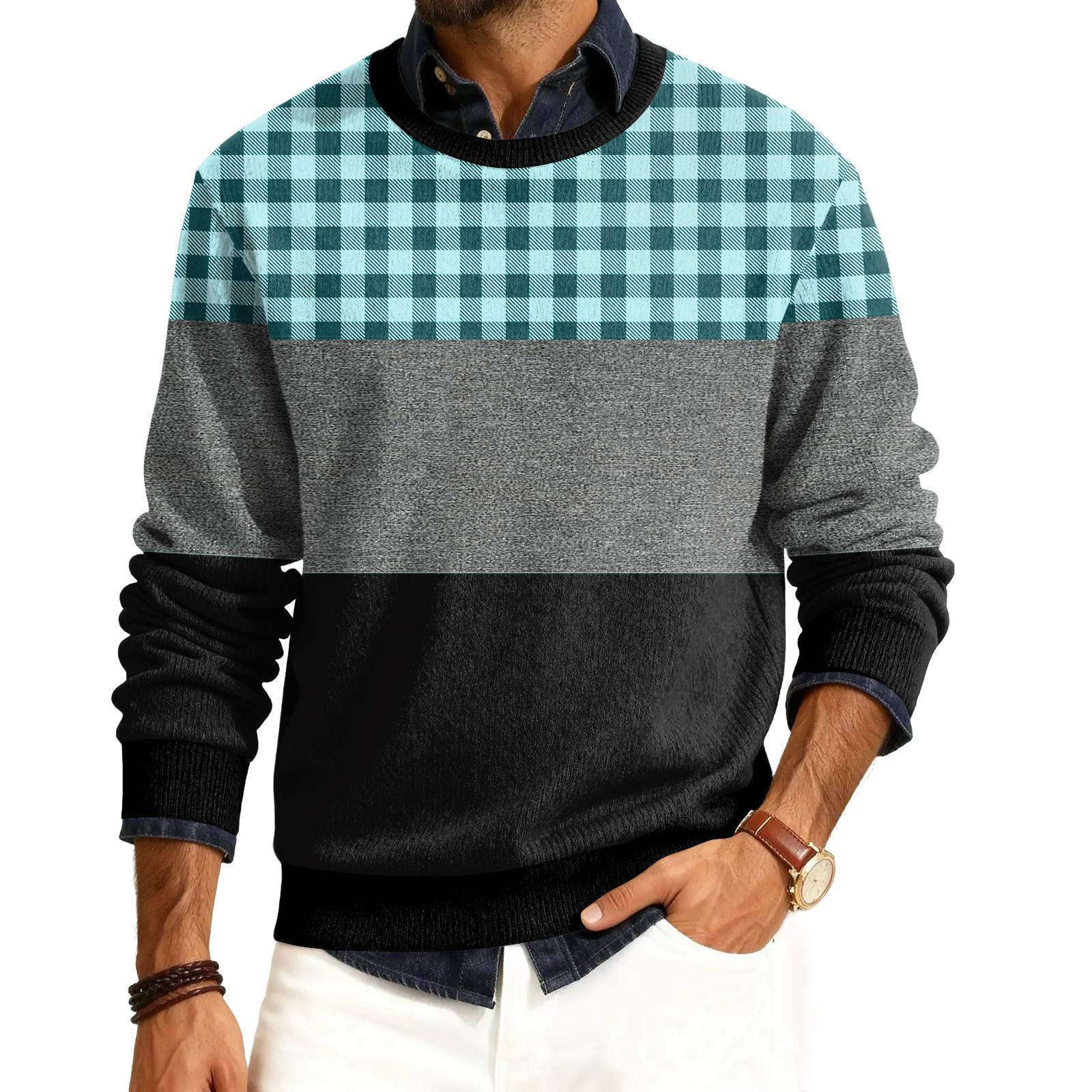 

Мужской пуловер с круглым вырезом, длинными рукавами и рубчатой вязкой XXXL