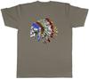 T-shirt Unisex con Testa di Teschio Nativo Piuma Indiana Tribù Retro Unisex Tee Regalo