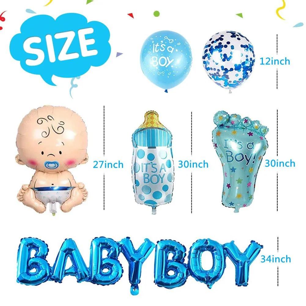 

Детские воздушные шары для дня рождения, фольгированный шар для маленьких мальчиков и девочек, 4D гелиевый баллон с медведем, украшения для первого дня рождения, вечеринки в честь рождения ребенка синий