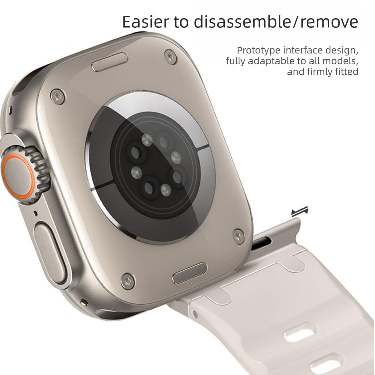 Customised Step-Style Solid Colour Silicone Sport Watch Band For Apple Watch 49mm/46mm/45mm/44mm, Adjustable Replacement Wrist Strap