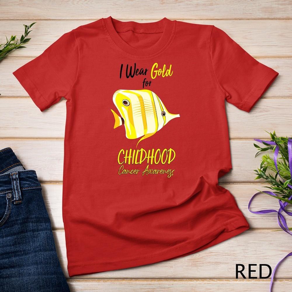 

Golden Fish I Wear Gold For Childhood Cancer Awareness T-Shirt Unisex T-shirt M