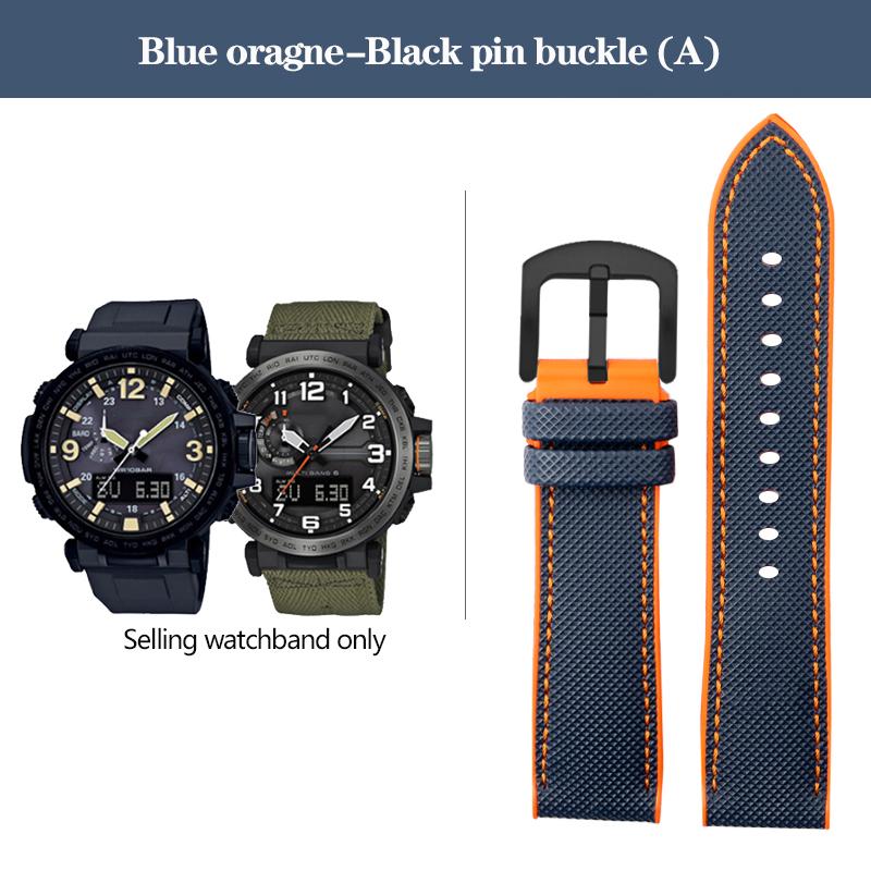 

Нейлоновый ремешок для часов с резиновым низом для серии Casio PROTREK PRG-600YB PRG-650 PRW-6600, парусиновый силиконовый ремешок для часов, спортивный ремешок 24 мм 24mm