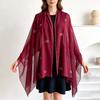 Women’s Fashion Versatile Arc-Shaped Scarf Long Shawl Lightweight Sheer Wrap with Subtle Pattern for All Seasons