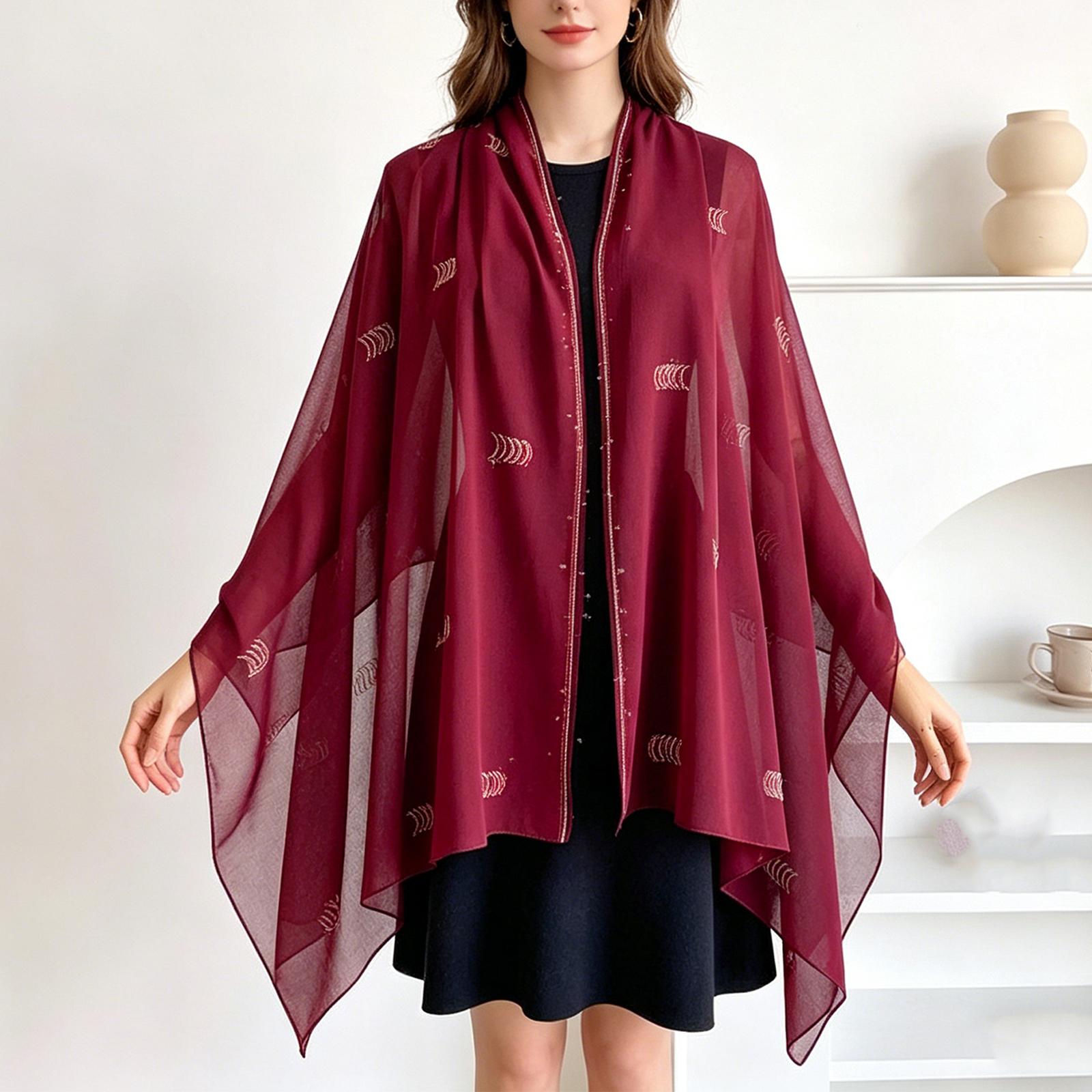 

Women’s Lightweight Sheer Shawl Long Scarf Versatile Shape Wrap with Subtle Pattern for Everyday and Occasion Use One Size