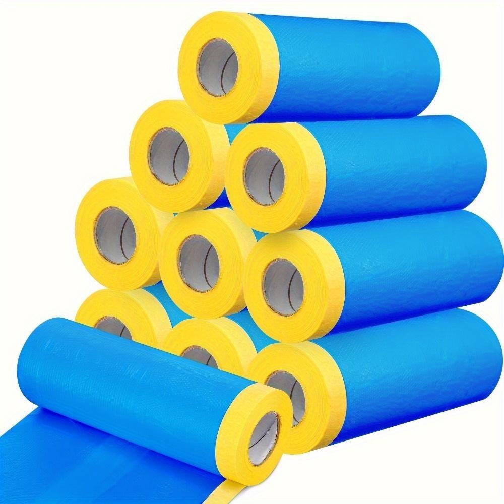 2 Rolls Pre-Adhesive Masking Film Painter's Plastic Film with Tape Plastic Sheeting Automotive Paint Masking Film Assorted Automotive