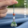 Hetian Jade Mobile Phone Pendant, Pendant Accessory for Women DIY Cute Mobile Phone Strap In Chinese Style with Southern Red Agate, Fresh and