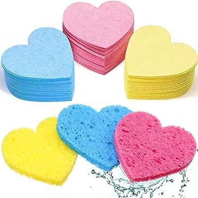 10 bucăți reutilizabil burete demachiaj în formă de inimă celuloză naturală pulpă de lemn bumbac pentru curățarea feței burete puf cosmetic