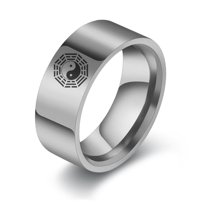

Cartoon Anime Men s and Women s Role Playing Stainless Steel Ring Black and White Fashion Accessories 6 серебряный
