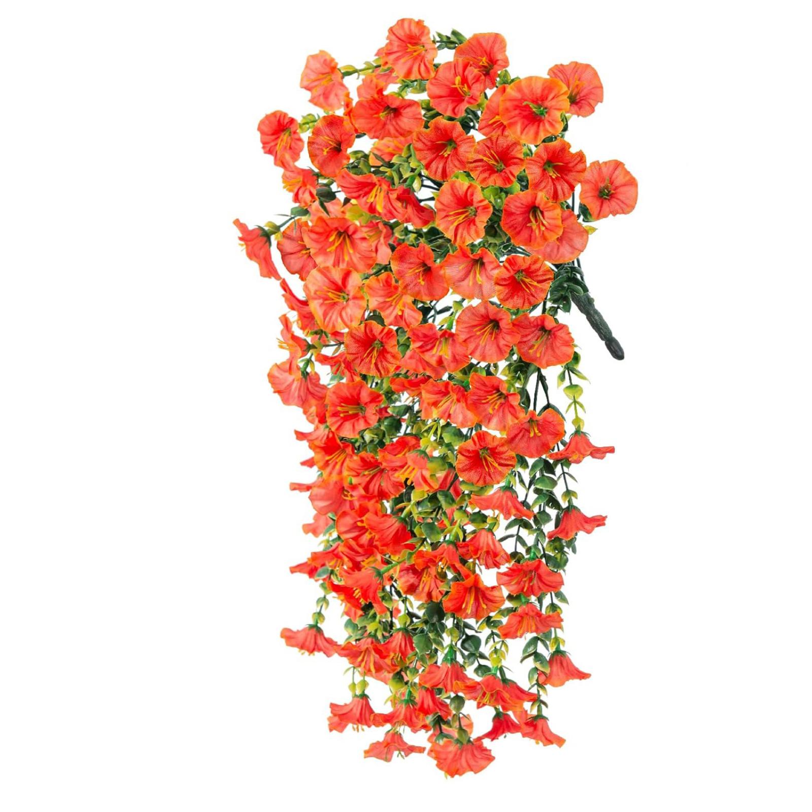 Artificial Outdoor Patio Faux Flower Garland Home Wedding Decoration Wall Hanging Vine Garland One Size оранжевый