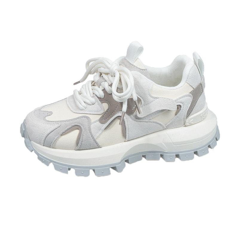 Retro women's spring new thick-soled versatile lightweight casual sports shoes with higher soft soles