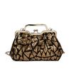 Bag new 2025 European and American fashion sequins colorful portable dinner bag ins women's retro clip shell bag