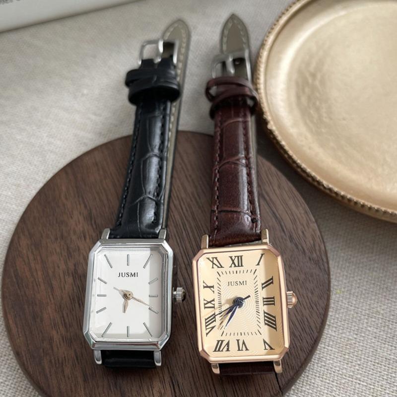 A simple women's watch, a small square watch, and a retro women's quartz watch.