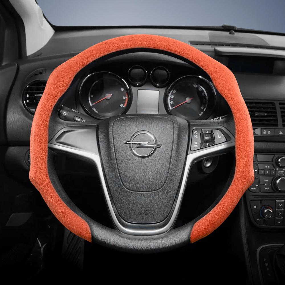 Convient pour Opel Housse de Volant Premium en Daim à Clipser, Antidérapante et Durable, Volant Rond et en Forme de D Disponibles