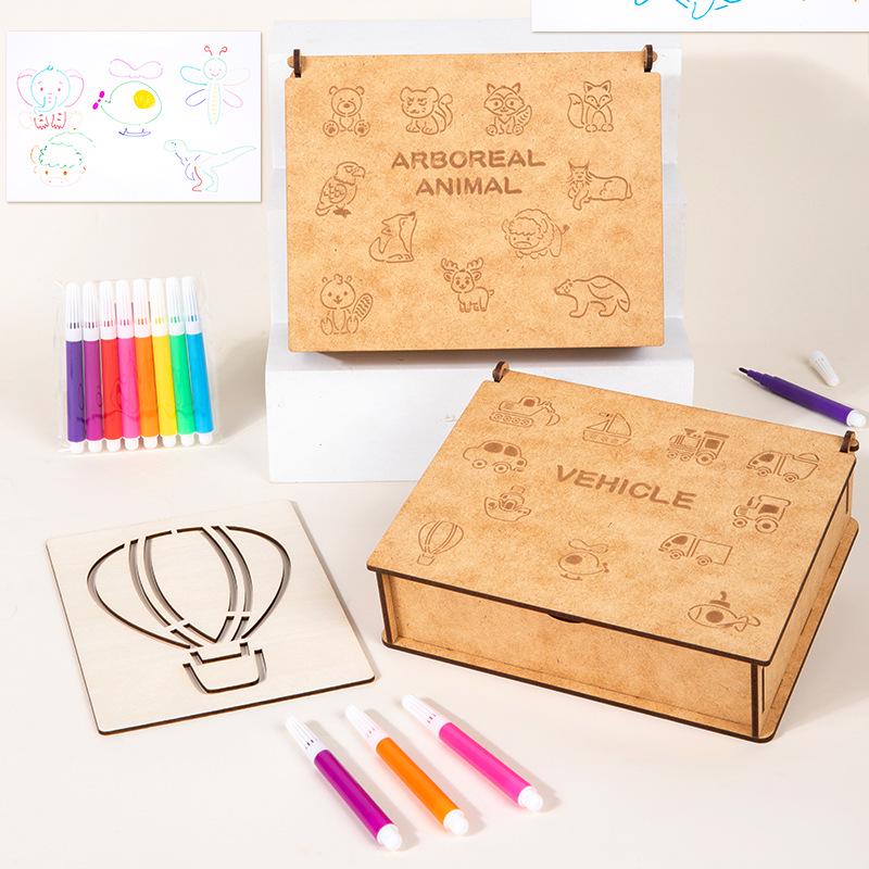 Wooden Painting & Drawing Set for Kids: Kindergarten & Primary School Beginner Art Kit