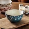 Pastoral Flower Ceramic Bowl Salad Bowl Round Noodle Bowl Household Retro Style Tableware Bowl Vegetable Bowl Soup Noodle Bowl
