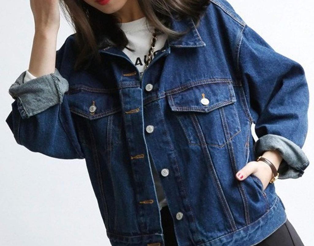 of Denim Stylish Everyday Going Long Denim L (Song Song) Women's Jacket, Outerwear, Top, Body-Concealing, Slimming, Casual, Adult, Commuting, School,