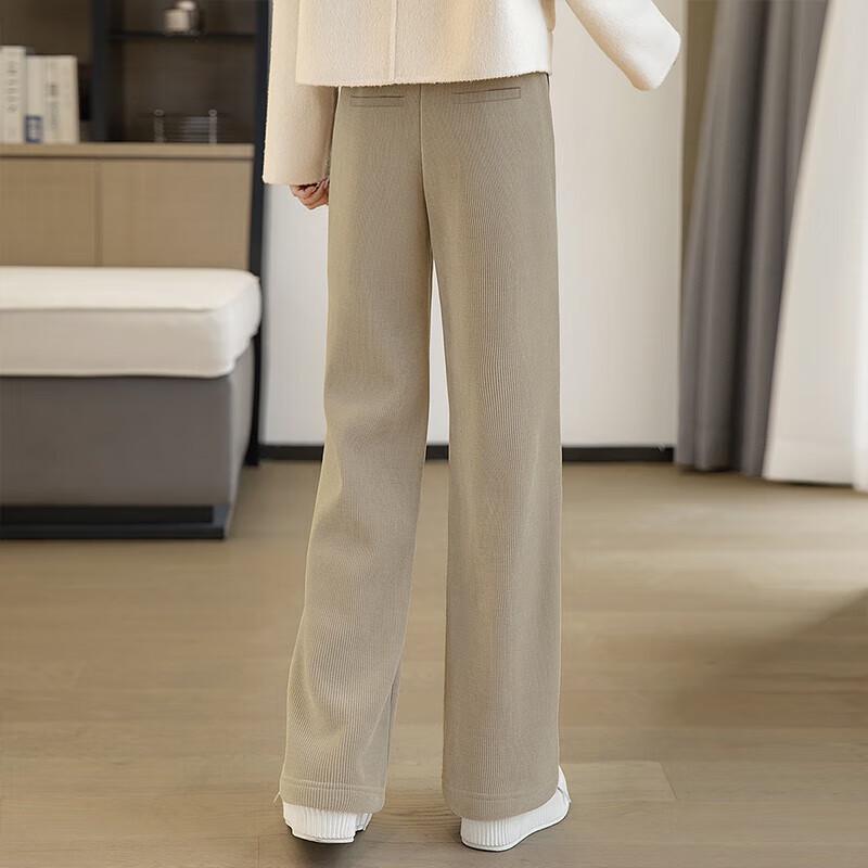 Women's Winter Velvet-Lined High-Waist Wide-Leg Casual Pants