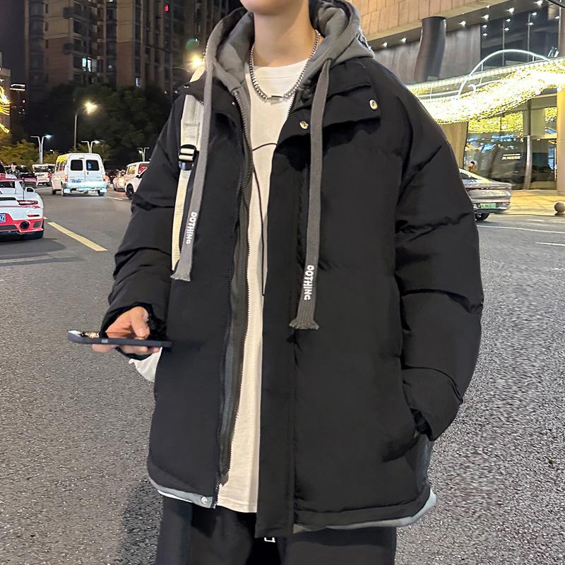

New fake two-piece cotton-padded clothes men s thickened cotton-padded clothes men s cotton-padded jackets men s jackets hooded bread clothes M чорний