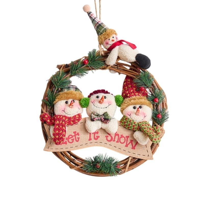 Christmas Family DIY Wreath Santa Snowman Reindeer 30Cm Soft Flannel User Friendly Holiday Decors