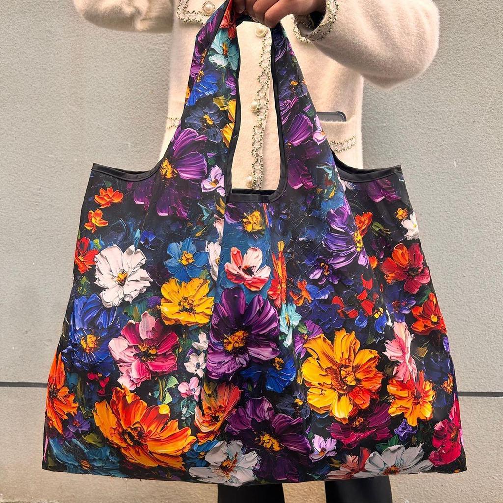Borsa Tote da Viaggio Pieghevole Ecologica con Cartoni Animati - Borsa da Shopping a Spalla Singola di Grande Capacità per Donne